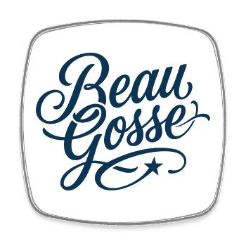 Beau Gosse Script Bleu - Magnet carré - blanc - Devant
