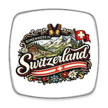 Vintage-Schweizer Alpen-Charme - Viereckiger Kühlschrankmagnet - Weiß - Vorne