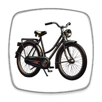 Vintage Bicycle Illustration City Bike - Square fridge magnet - white - Front