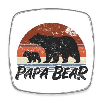 Papa Ours - Cadeau de la fête des pères - Magnet carré - blanc - Devant