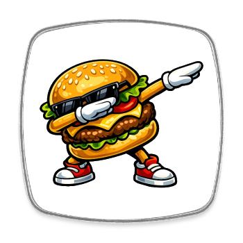 Dabbing Hamburger - Viereckiger Kühlschrankmagnet - Weiß - Vorne
