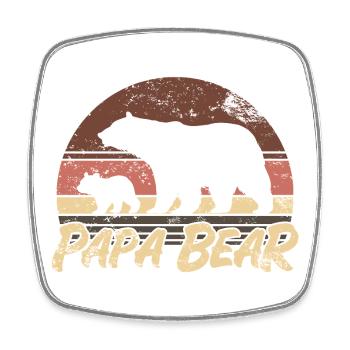 Papa Ours - Cadeau de la fête des pères - Magnet carré - blanc - Devant