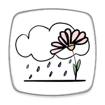 Flower in the rain - Square fridge magnet - white - Front