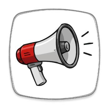 Cartoon Megaphon Icon Lautstarke Design - Viereckiger Kühlschrankmagnet - Weiß - Vorne