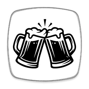 Bier Anstoßen Bierkrug - Viereckiger Kühlschrankmagnet - Weiß - Vorne