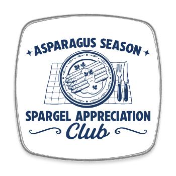 Spargel Appreciation Club – Retro Gourmet - Viereckiger Kühlschrankmagnet - Weiß - Vorne