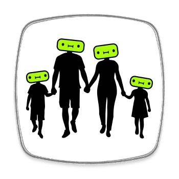 Silhouette familiale Chers enfants Parents Maman Papa - Magnet carré - blanc - Devant