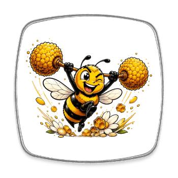 abeille, apiculteur, nid d’abeille, fleurs, insecte des prairies, - Magnet carré - blanc - Devant