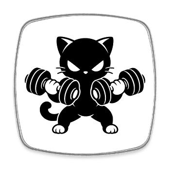 Muskelkatze mit Hanteln Fitness Motiv - Viereckiger Kühlschrankmagnet - Weiß - Vorne