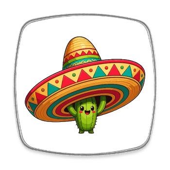 Cactus Sombrero Fiesta - Square fridge magnet - white - Front