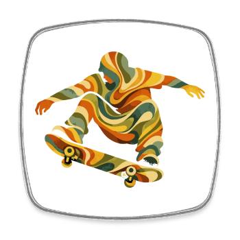 Retro Waves Skateboarder | Vintage-Psychedelic Skate-Design - Viereckiger Kühlschrankmagnet - Weiß - Vorne
