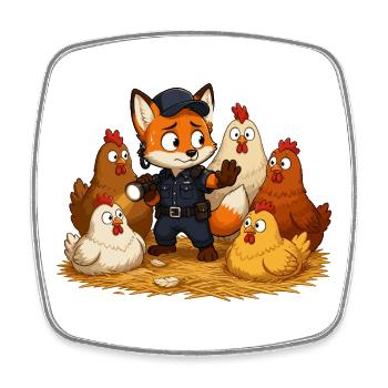 Fuchs Sicherheitsheld Hof - Viereckiger Kühlschrankmagnet - Weiß - Vorne