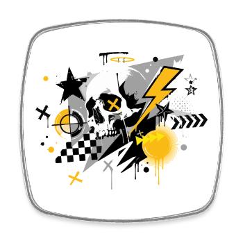 Totenkopf Graffiti Blitz Streetart Design - Viereckiger Kühlschrankmagnet - Weiß - Vorne