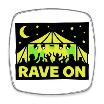 Rave On Festival Tent Techno Party Crew - Magnet carré - blanc - Devant