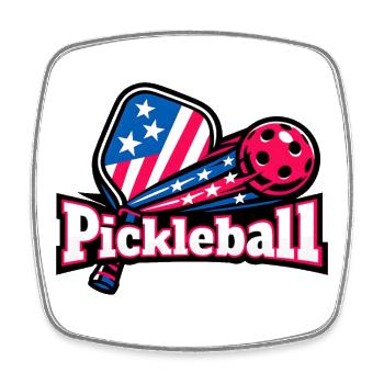 Drapeau patriotique de pickleball qui éclate - Magnet carré - blanc - Devant