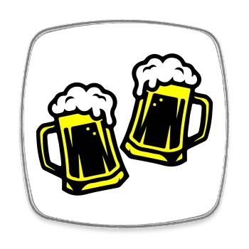 Bier Anstoßen Saufen - Viereckiger Kühlschrankmagnet - Weiß - Vorne