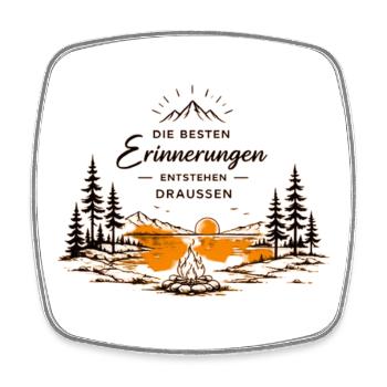 Die besten Erinnerungen entstehen draußen - Viereckiger Kühlschrankmagnet - Weiß - Vorne