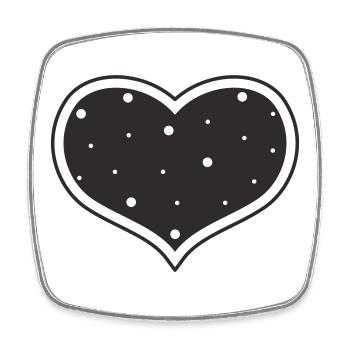 Heart Stitched – Design minimaliste de cœur - Magnet carré - blanc - Devant