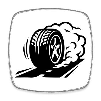 Autoreifen Driften Symbol - Viereckiger Kühlschrankmagnet - Weiß - Vorne