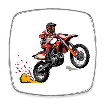 Motocross Sprung Illustration - Viereckiger Kühlschrankmagnet - Weiß - Vorne