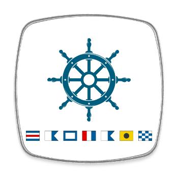 Capitaine Maritime Steering Wheel Sailor Design - Magnet carré - blanc - Devant