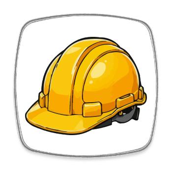 Yellow Construction Helmet Cartoon Style - Square fridge magnet - white - Front