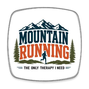 Mountain Running The Only Therapy I Need - Square fridge magnet - white - Front