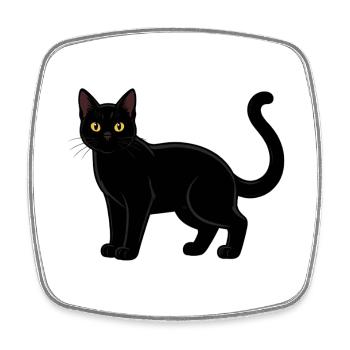 Schwarze Katze Katzenshirt Geschenk - Viereckiger Kühlschrankmagnet - Weiß - Vorne