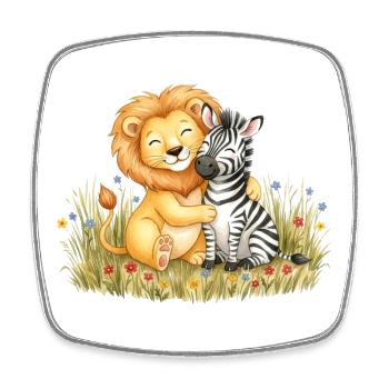Löwe und Zebra Freundschaft - Viereckiger Kühlschrankmagnet - Weiß - Vorne