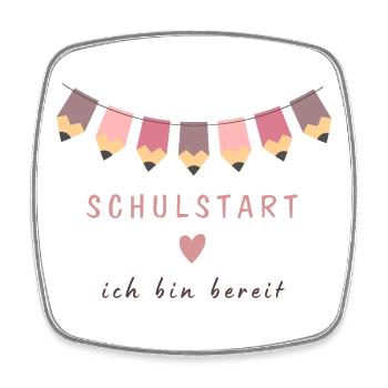Schulstart Ich bin bereit Bleistift Girlande - Viereckiger Kühlschrankmagnet - Weiß - Vorne