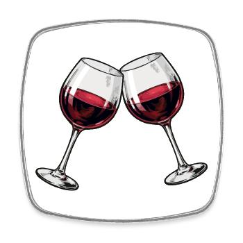 Harmonie des verres à vin - Magnet carré - blanc - Devant