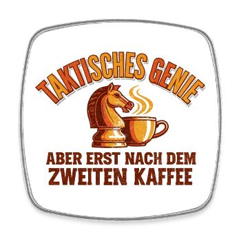 Schach Kaffee T-Shirt Taktisches Genie Geschenk - Viereckiger Kühlschrankmagnet - Weiß - Vorne