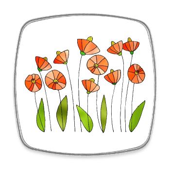 Flowers - Square fridge magnet - white - Front