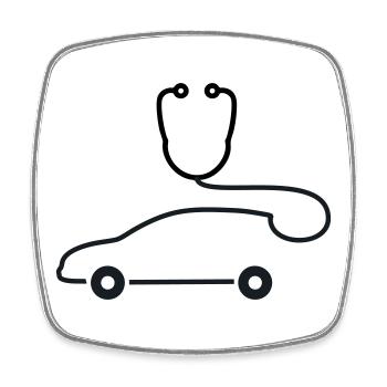 Logo de diagnostic automobile du mécanicien automobile - Magnet carré - blanc - Devant
