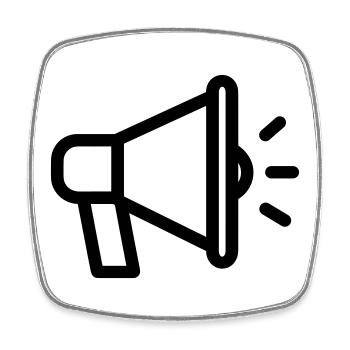 mégaphone - Magnet carré - blanc - Devant