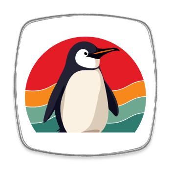 Pingouin mignon - Cadeau pour l’amoureux des manchots - Magnet carré - blanc - Devant