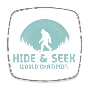 Versteckspiel-Weltmeister Bigfoot Vintage - Viereckiger Kühlschrankmagnet - Weiß - Vorne