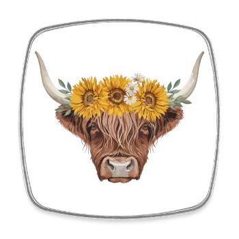 Tête de taureau couronne de tournesol - Magnet carré - blanc - Devant
