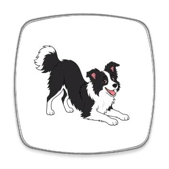 Border Collie Freudenpose - Viereckiger Kühlschrankmagnet - Weiß - Vorne