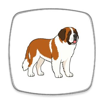 Illustration colorée d’un chien Saint-Bernard - Magnet carré - blanc - Devant