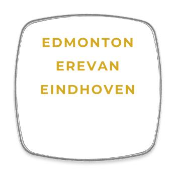 Esclanèdes Lozère - Edmonton - Erevan - Eindhoven - Magnet carré - blanc - Devant