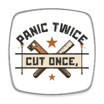 Panic Deux Fois, Coupez UneFois DIY - Magnet carré - blanc - Devant