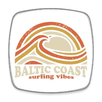 Baltic Coast Surf Design – Retro Orange - Square fridge magnet - white - Front