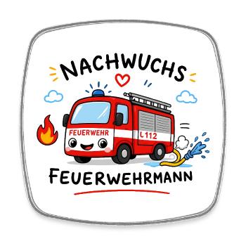 Nachwuchs Feuerwehrmann Cartoon - Viereckiger Kühlschrankmagnet - Weiß - Vorne