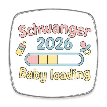Schwanger 2026 Baby Loading Design - Viereckiger Kühlschrankmagnet - Weiß - Vorne