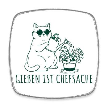Gießen ist Chefsache Coole Gärtner Katze - Viereckiger Kühlschrankmagnet - Weiß - Vorne