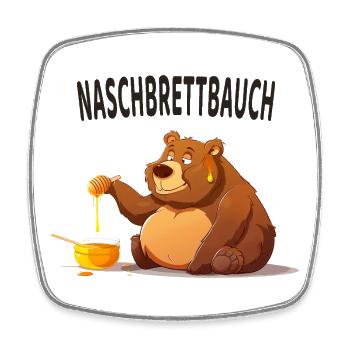Naschbrettbauch Süßer Bär - Viereckiger Kühlschrankmagnet - Weiß - Vorne