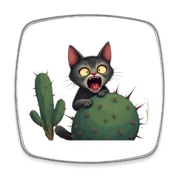 Little accident - Cat and cactus - Viereckiger Kühlschrankmagnet - Weiß - Vorne