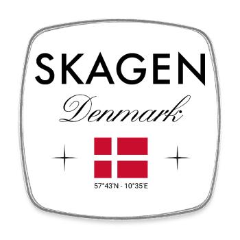Skagen, Danemark, coordonnées, voyage, souvenir - Magnet carré - blanc - Devant