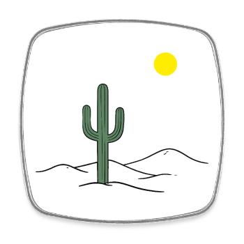 Cactus du désert au soleil - Magnet carré - blanc - Devant